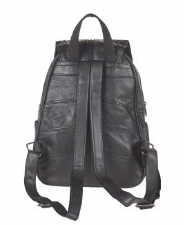 Lorenz Large Soft Sheep Nappa Flapover Backpack with 3 Front Zip Pockets